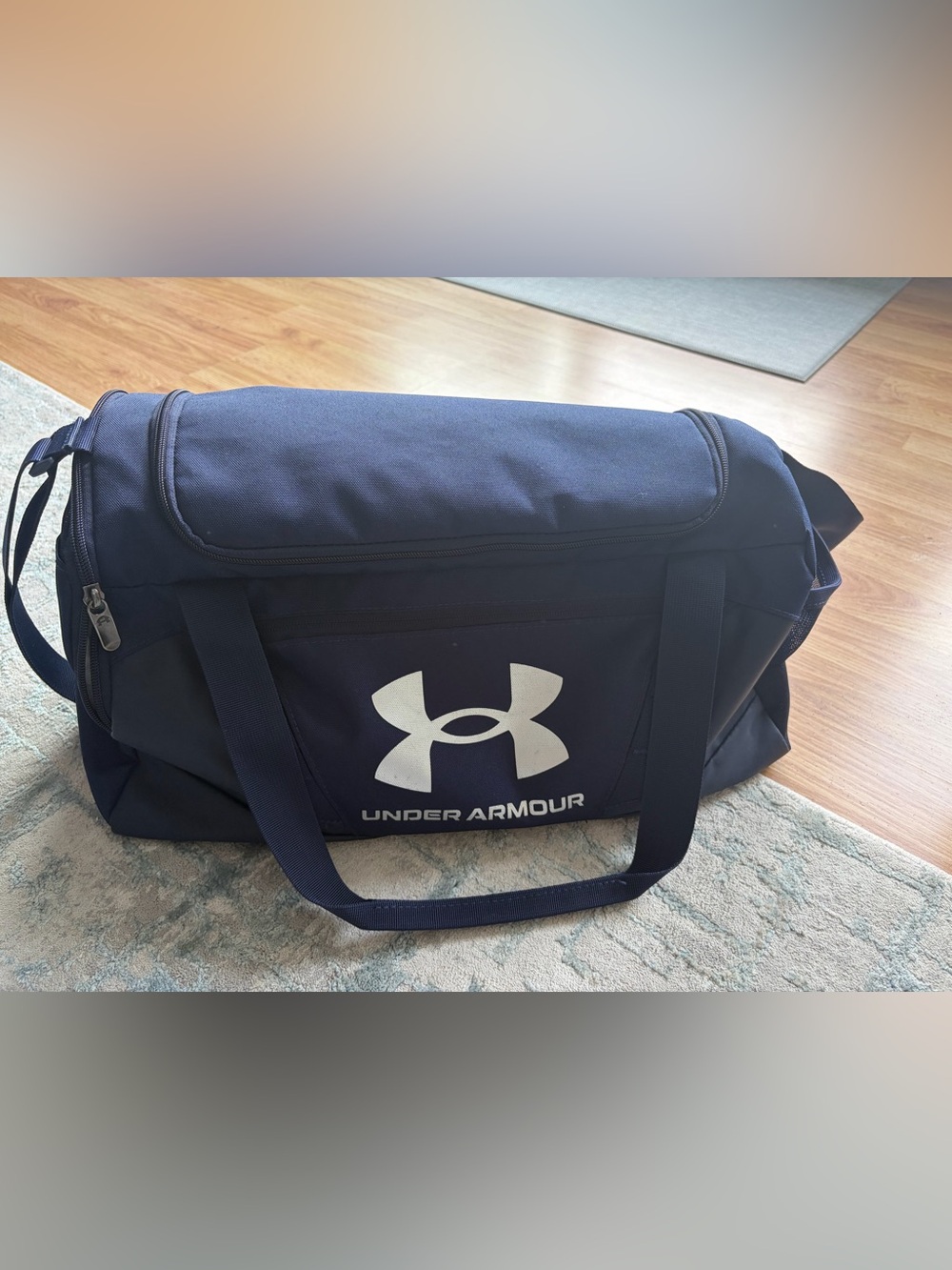 Under Armour Navy Duffel Bag with White Logo